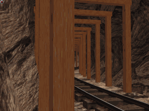 Animated gif of an old Mancha model inside a mine tunnel