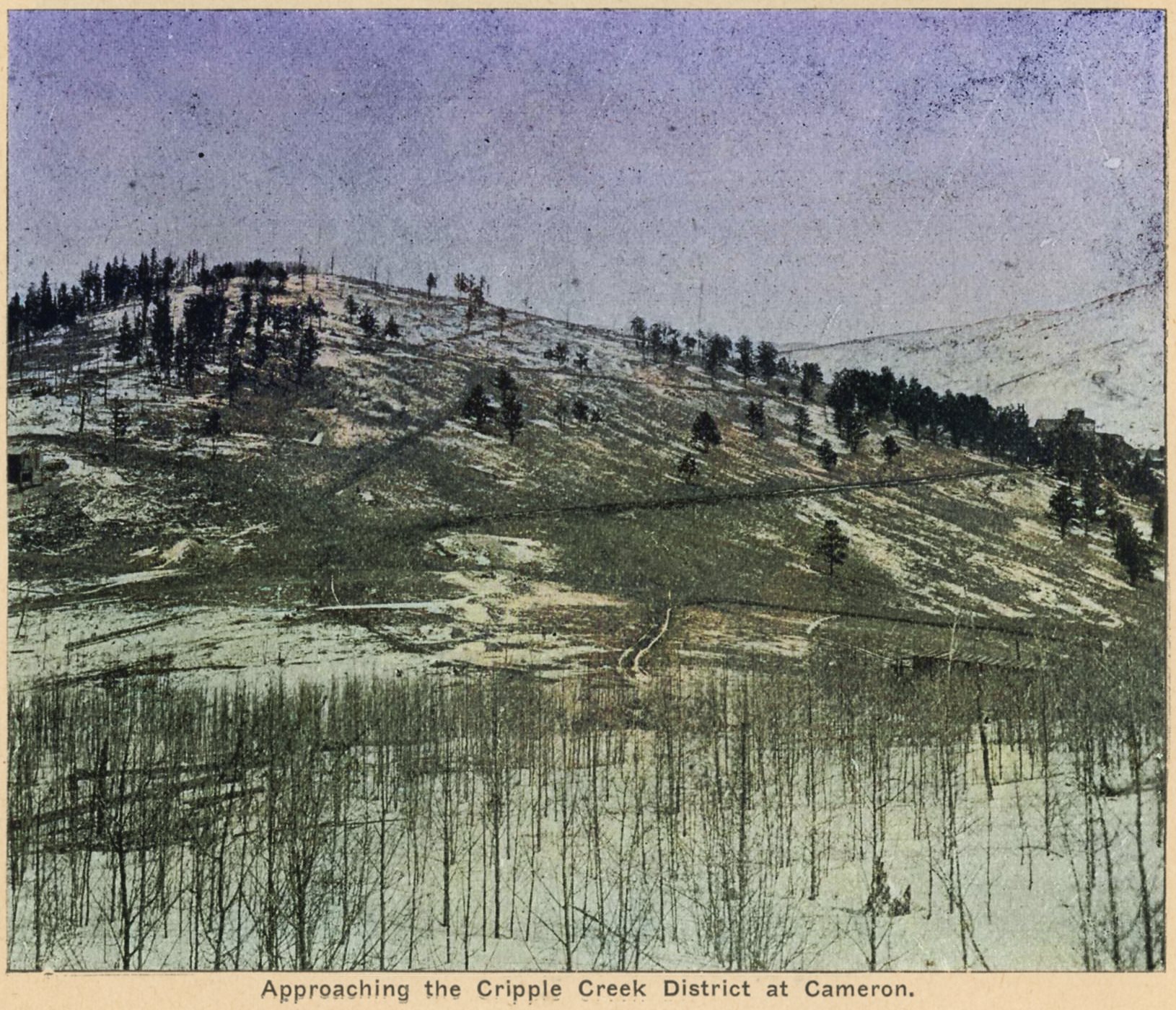 Battle Mountain from Squaw Mountain. [Erroneous titled 'Approaching the Cripple Creek District at Cameron' in source]