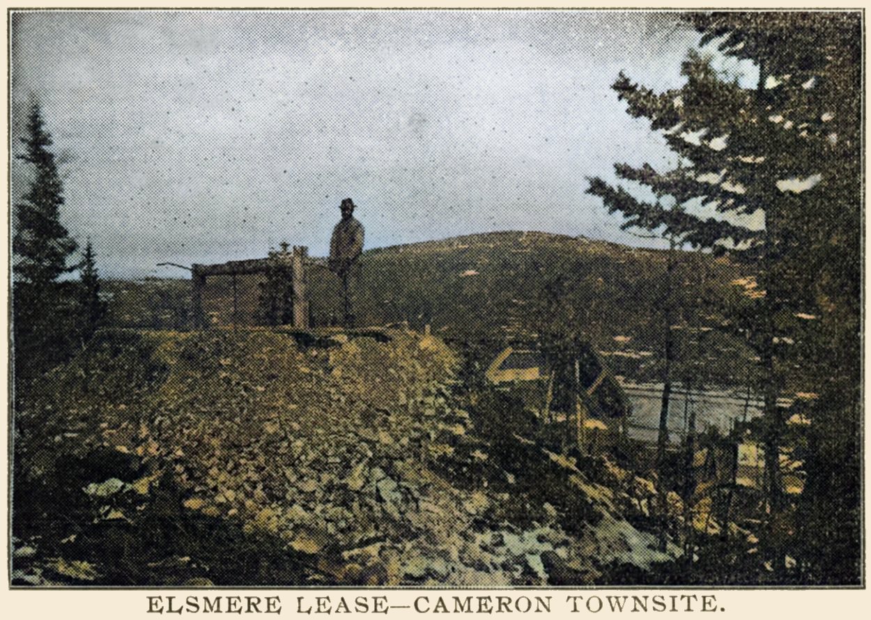 Not the best quality, tend to be that when it comes from a printed source. But, being this is a rare view I am just thankful that I have this view, of an unknown man, possible named Elsmere, standing by a windlass, working on a lease named Elsmere that I think was located on the Flying Cloud claim.
   I've tried enhancing the view by using coloring, but I am not happy with the result, but it is the best I can make it for now.