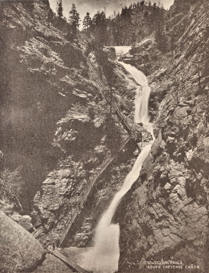 View of the Seven Falls in Soutch Cheyenne Canon