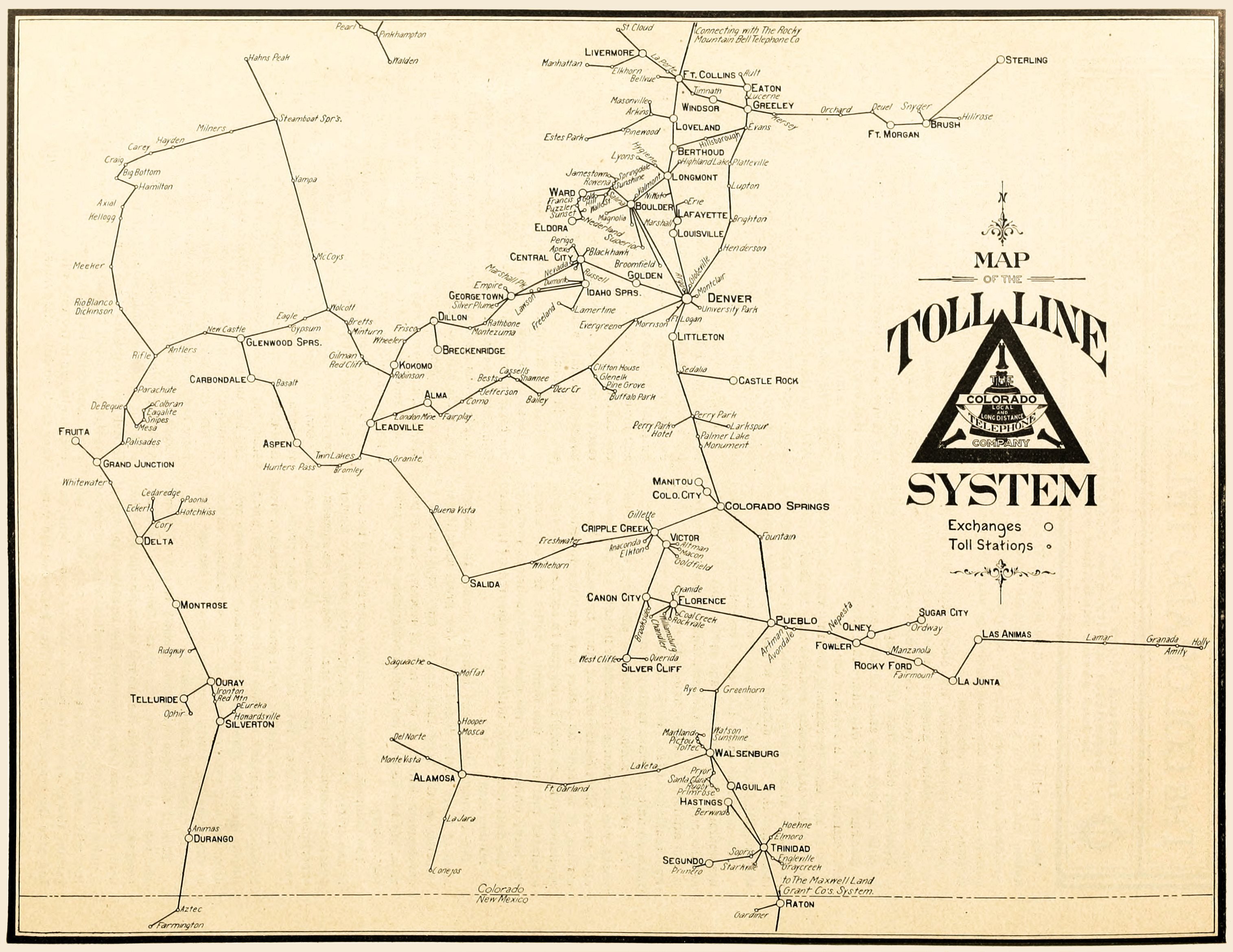 Map of the Colorado Telephone Co.'s Toll Line System