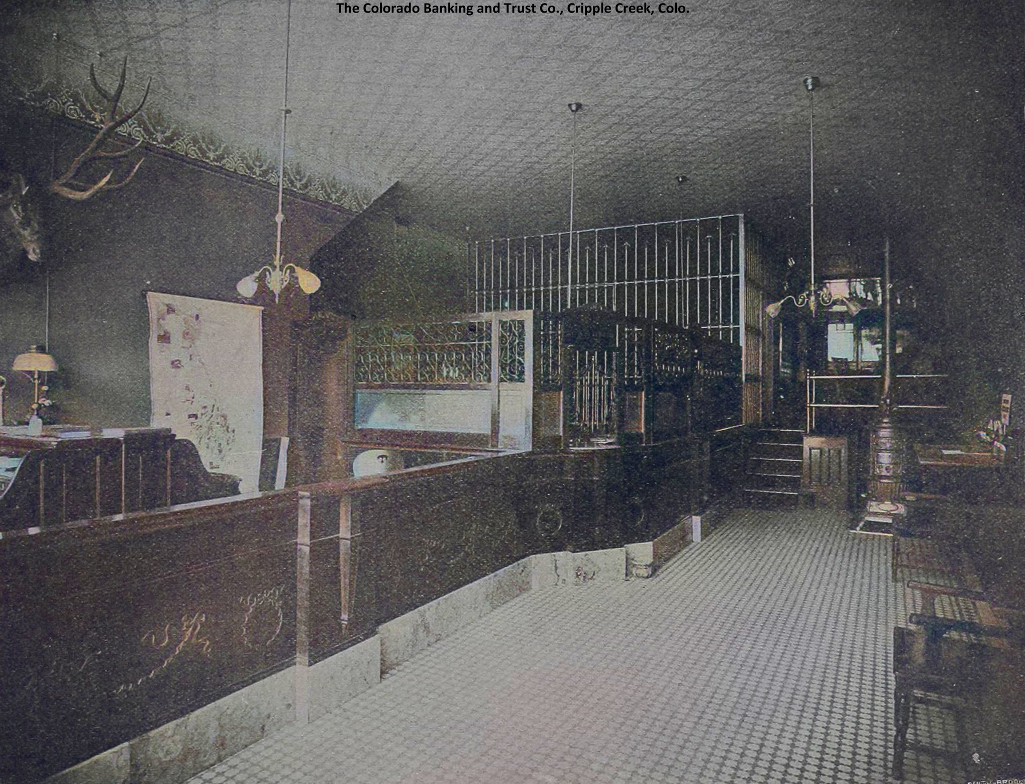 Interior View of The Colorado Banking and Trust Co., Cripple Creek