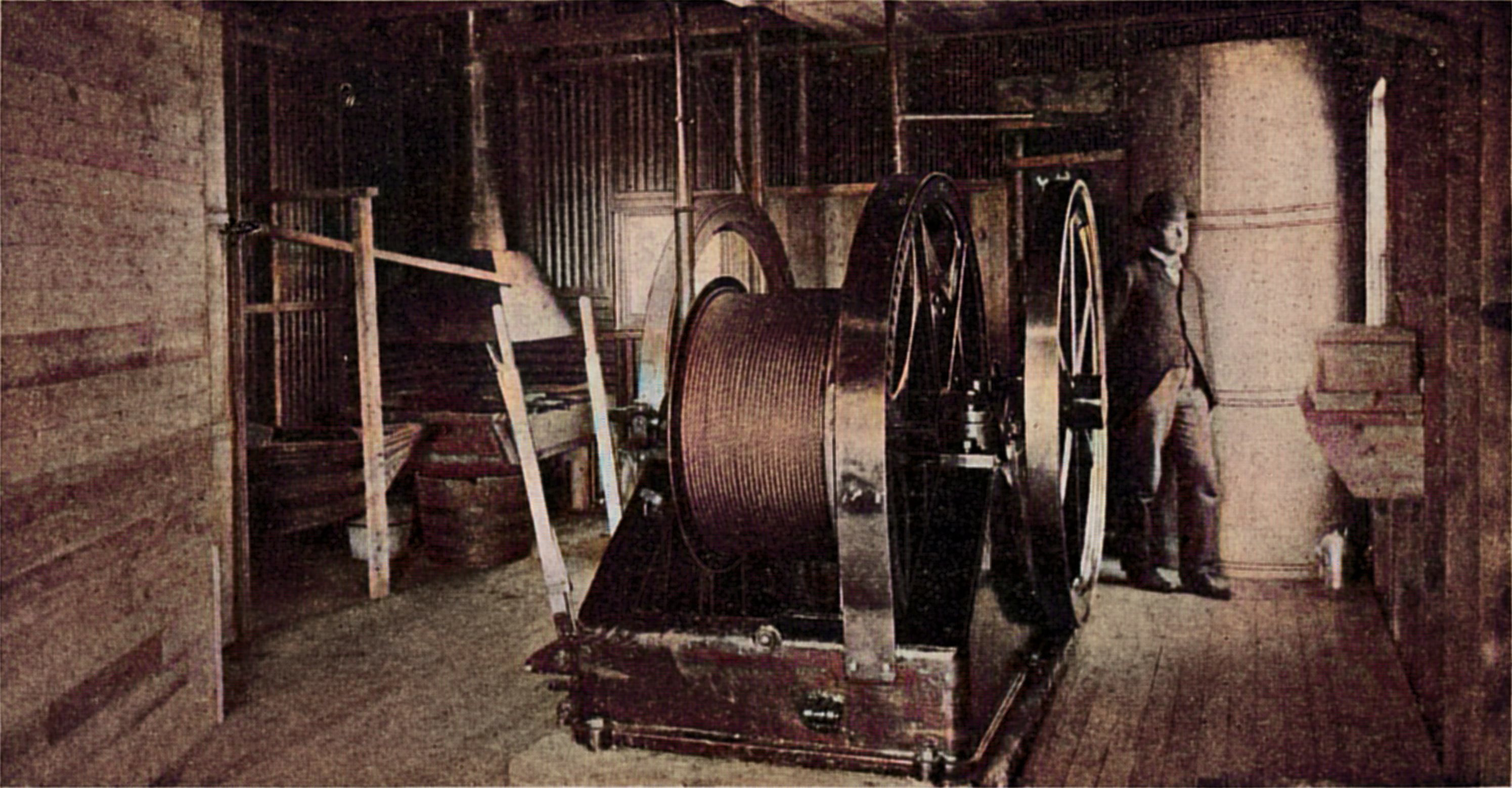 Engine Room of the Golconda Mine, Showing Forge, Storeroom and Front View of Hoisting Engine.