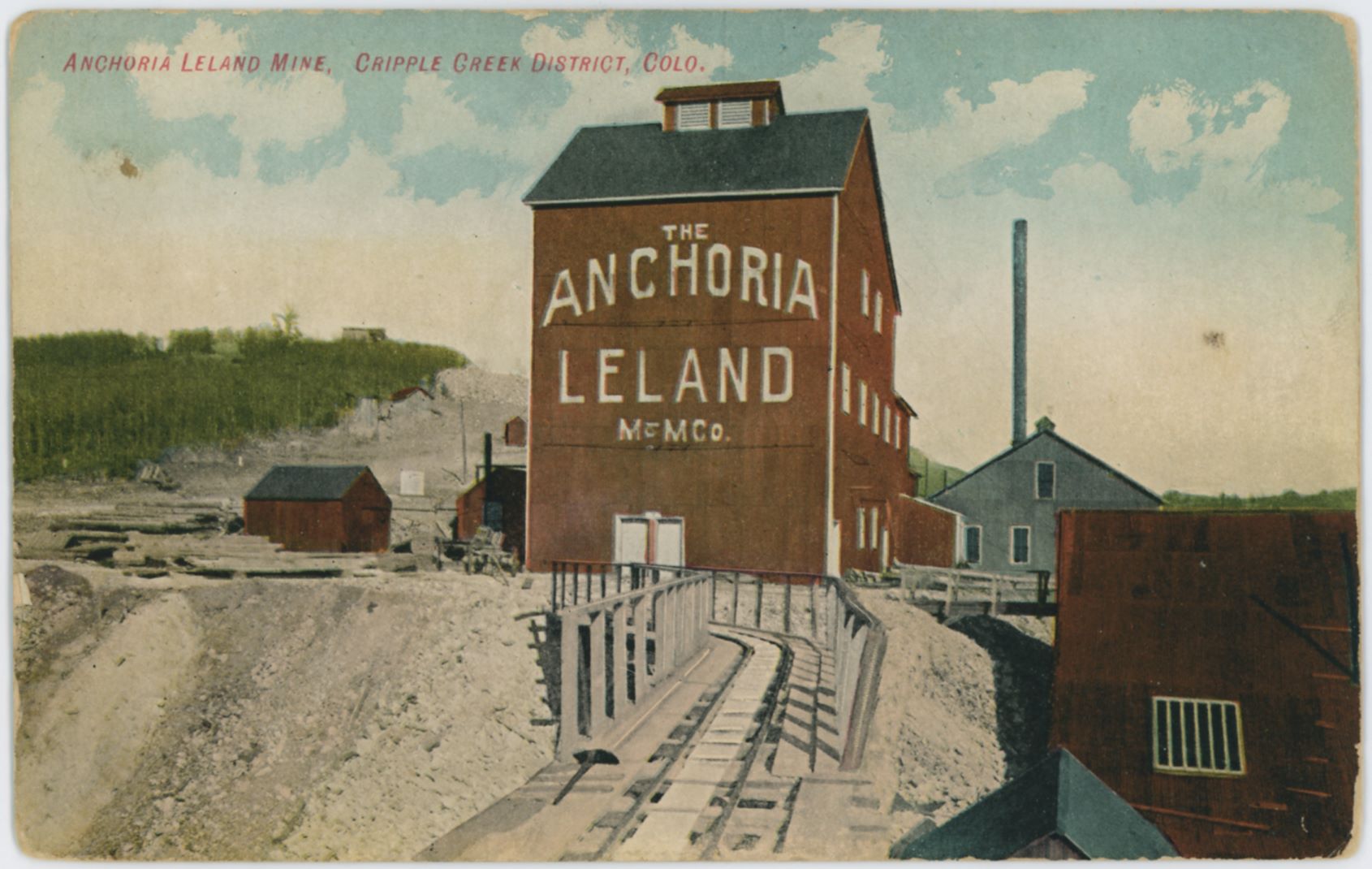 View of the Anchoria-Leland Huge Shaft House and Mine on Gold Hill