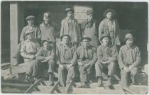 Group of 11 Unknown Workers/Miners Posing at Unknown Mine, Possible the Independence Mine?